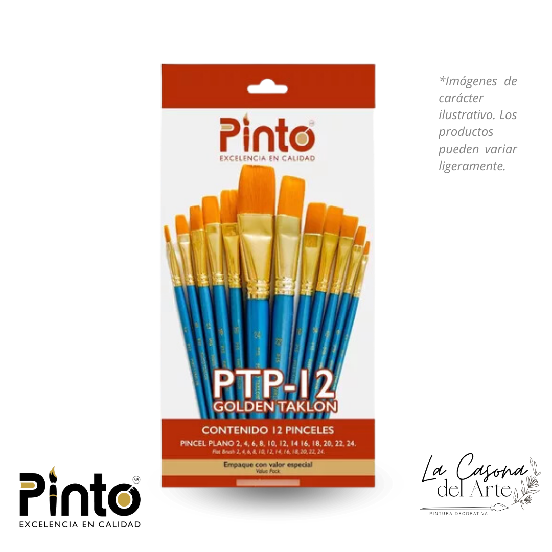 PTP-12 SET C/12 PINCELES PINTO PLANOS TAKLON DORAD